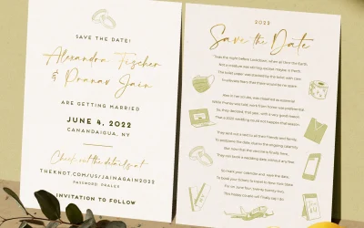 Illustrated wedding stationery & signage for Alex and Pranav