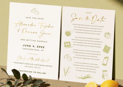 Illustrated wedding stationery & signage for Alex and Pranav